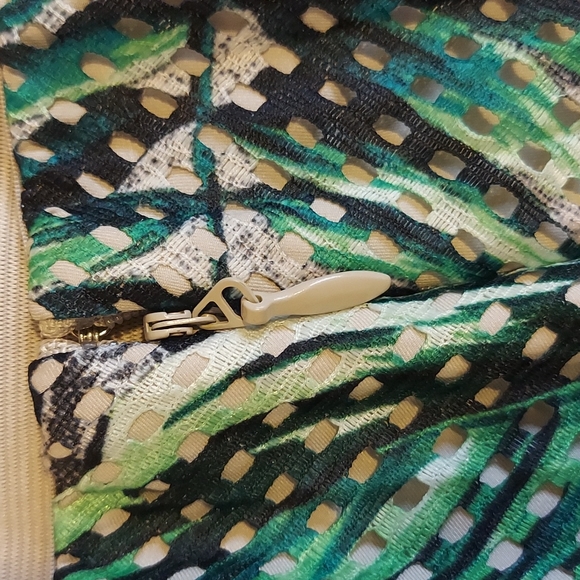 New York & Company Tropical Floral Zebra Print Skirt Eyelet Overlay Size Medium - Picture 12 of 16